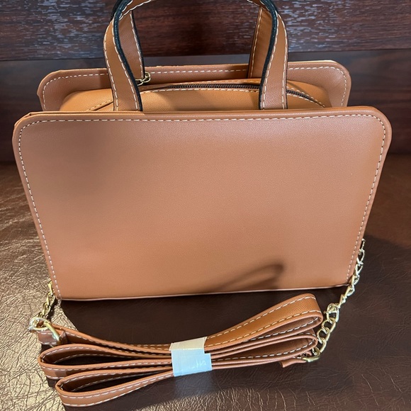 Embossed Vegan Leather Handbag, Top Handle/ Crossbody, NWOT - Picture 4 of 12